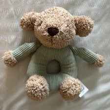 Jellycat Jumble Puppy Rattle Grabber Baby Soft Toy Green Corduroy 