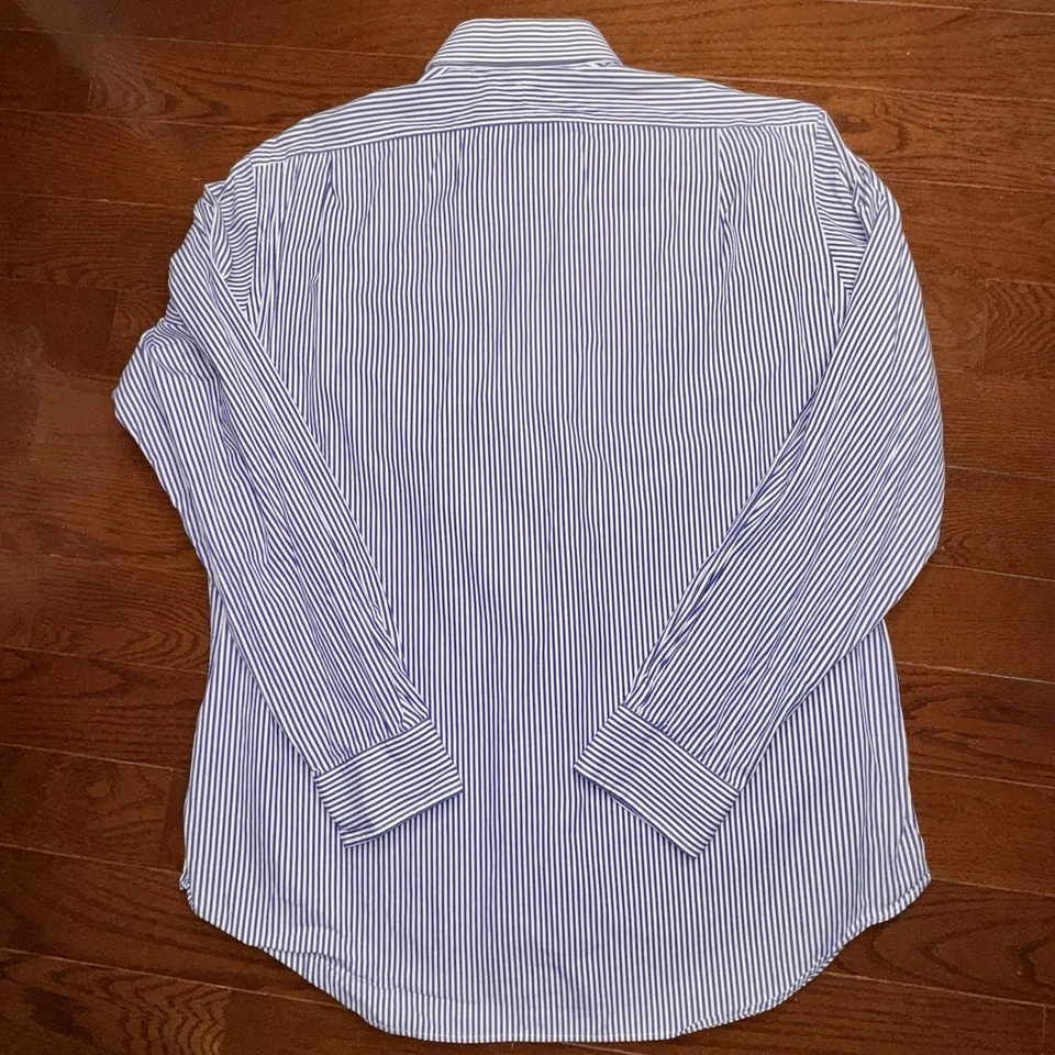 Polo Ralph Lauren Regent Classic Fit Blue White Striped Mens Dress Shirt 16½ L - Image 3 of 4