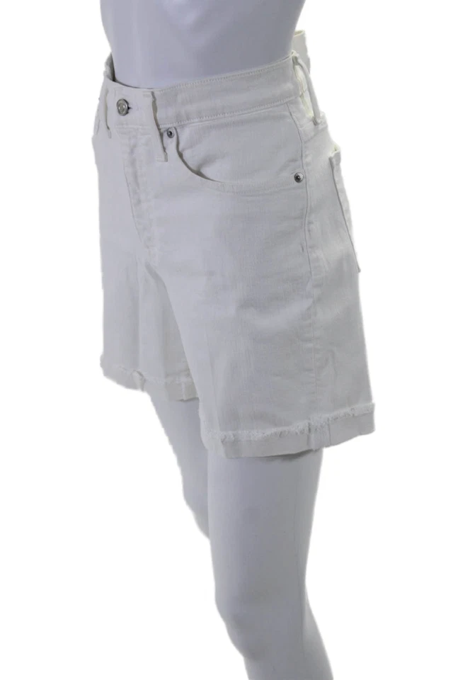 J Crew Denim Womens Denim Cuffed High Rise Zip Up Shorts White Cotton Size 29 - Image 2 of 4