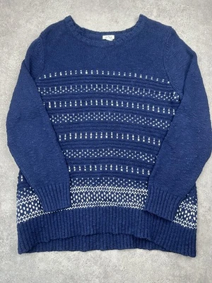 L.L.Bean Pull tricot ajoure Bleu marine et blanc Col rond XL (417) - Photo 1/4