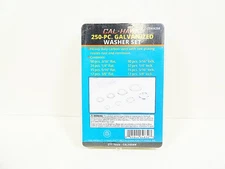 250-pc. Galvanized Washer Set Sets Carbon Steel Zinc Plated Washers Cal-Hawk 1Pc