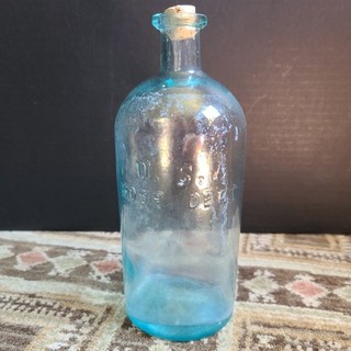 Antique US Army Hospital Deptartment Bottle 9" Tall Aqua Glass Military USA
