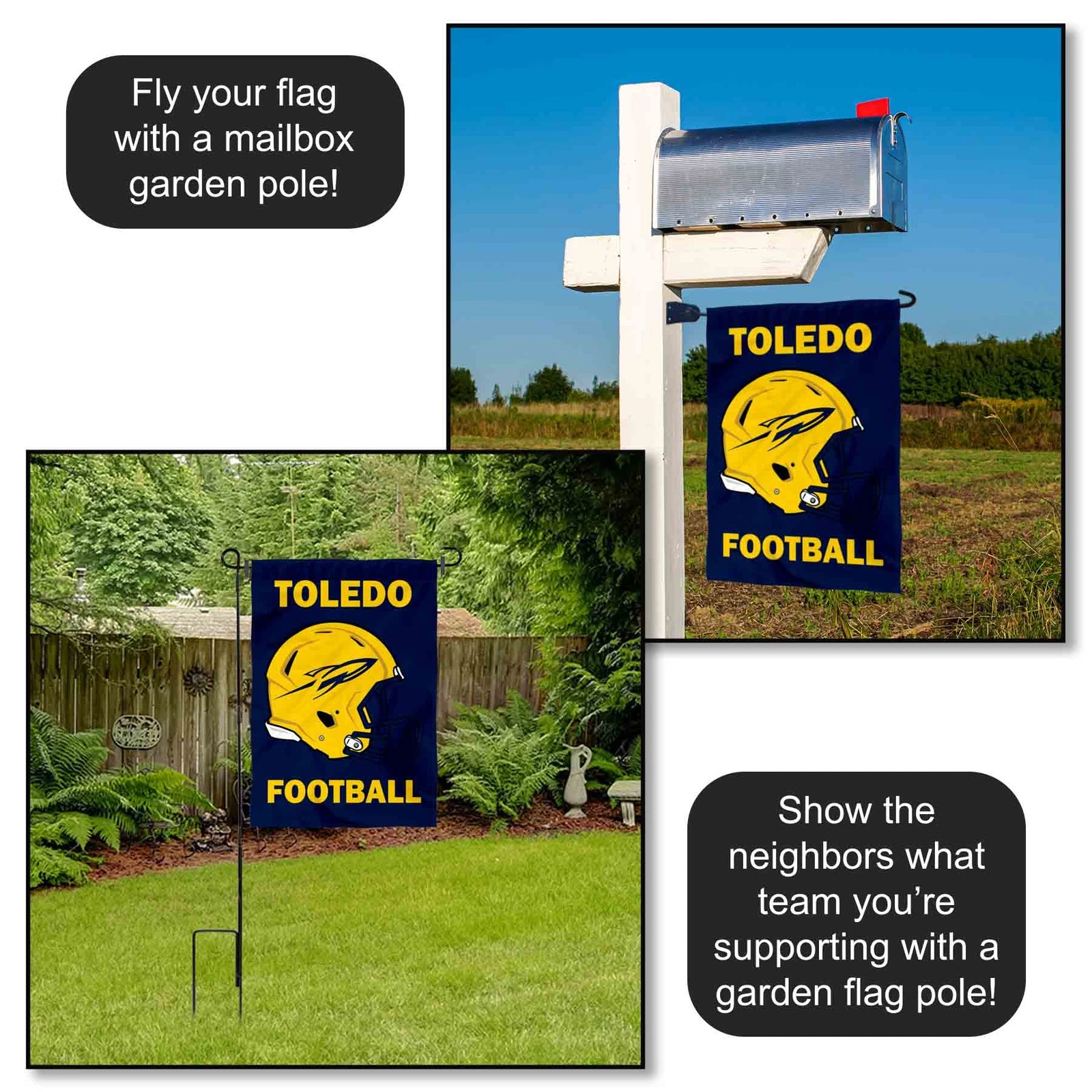 Toledo Rockets Football Helmet Garden Yard Banner