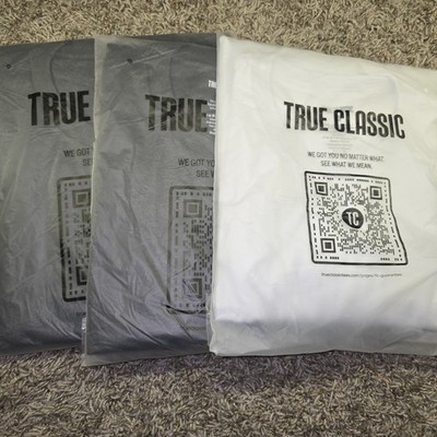 3x True Classic Long Sleeve Crew Lot Of 3 - 1xWhite/2x Charcoal Hthr Gray Sz L