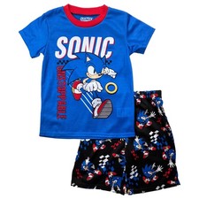 Sonic the Hedgehog Boys Blue Gamer Pajamas Shirt  Sleep Shorts Set XS 4-5