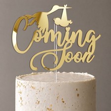 Coming Soon Baby Shower Cake Topper Acrylic 3mm Thick and Classy - 6"  4.68
