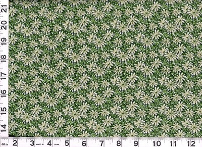 Small Light & Dark Green Daisy Flowers Quilting & Sewing Fabric by Yard  #533