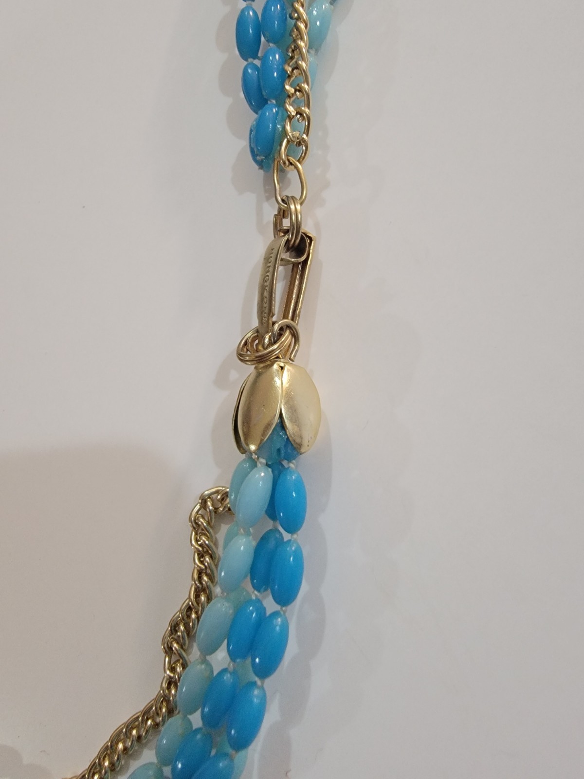 Plastic Beaded Blue Three Strand Multi-strand Nec… - image 3
