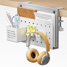 Desk Side Storage Organizer, No Drill Under Desk Laptop Holder, Clamp on Desk...