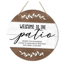 Muktoujaumai Decorative Signage, Wooden Welcome Round Hanging Sign Decor, Y7