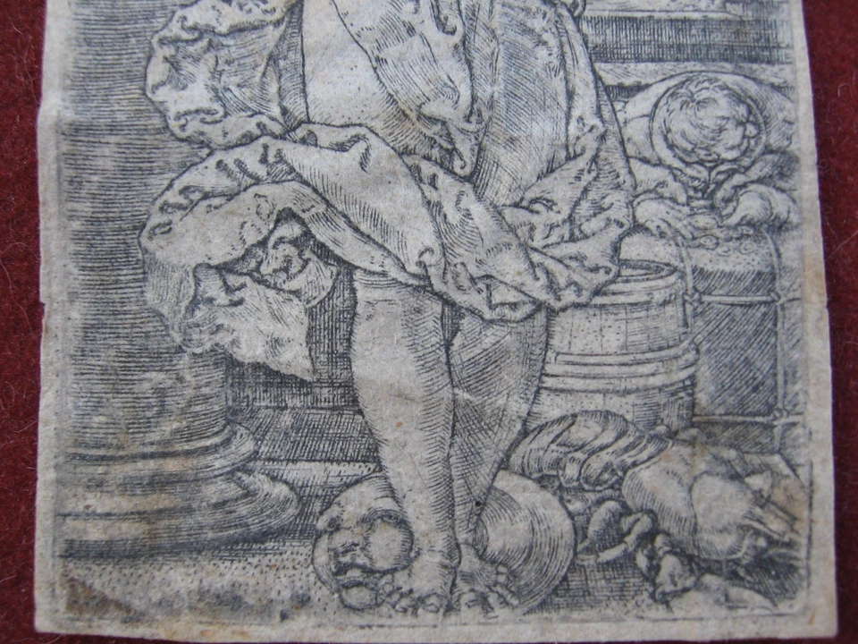 Heinrich Aldegrever: Mondgöttin Luna 1530/Moon Goddess Luna Print Kupferstich - Bild 3 von 3