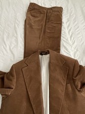 Savile Row Light Brown corduroy 70s Style 2 Peice suit (flared Trs + Wide Lapel)