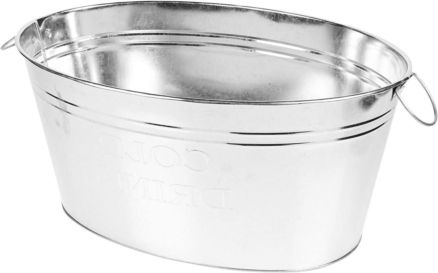 Large Oval Metal Drinks Pail Party Ice Bucket Cooler With Handles