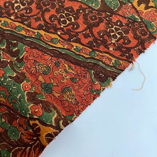 Tela kimono Tsumugi de seda pintada a mano vintage English Garden #A 14x40 TH88 - Imagen 5 de 7