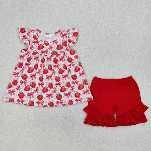 Sibling Clothes Toddler Baby Girls Sister Cute Strawberry Summer Set Dress - Picture 3 of 5
