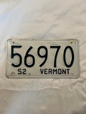LICENSE PLATES  VERMONT 1952  56970