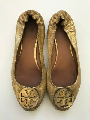 gold tory burch flats