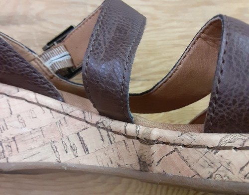 BOC Sandals Size 11 M Brown Faux Leather Strap Heel Faux Cork Open Toe - Picture 8 of 23