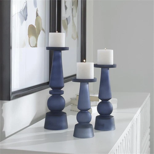 Uttermost Cassiopeia Glass Candleholder in Midnight Blue (Set of 3) - Picture 2 of 4