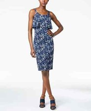 MICHAEL Michael Kors Floral-Print Knee Length Flounce Popover Dress L