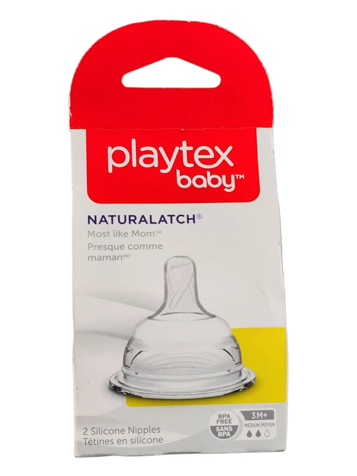 Pezones de silicona Playtex Baby NaturaLatch 3M+ flujo medio 2 unidades Ventaire enfermera Foto 3 de 4
