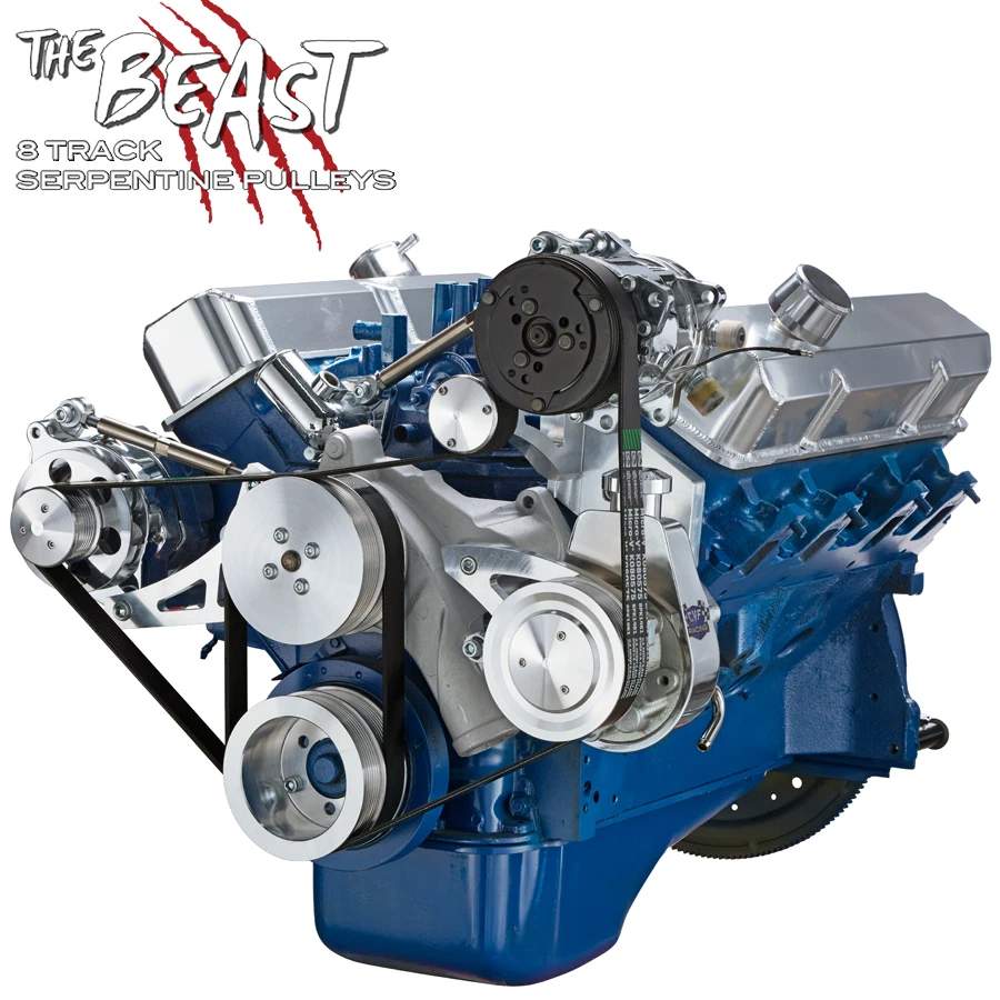 Kit conversión polea serpentina motor ford fe 352 390 427 428 aire acondicionado Foto 2 de 2