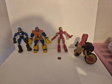 Marvel Bend & Flex Action Figure Bundle, Captain America, Thanos, Iron Man Bike