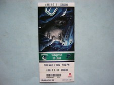 2011/12 VANCOUVER CANUCKS ST. LOUIS BLUES HOCKEY TICKET STUB ZACK KASSIAN ROOKIE