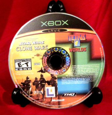 STAR WARS THE CLONE WARS & TETRIS WORLDS (Xbox, 2003, 2 Games) TESTED