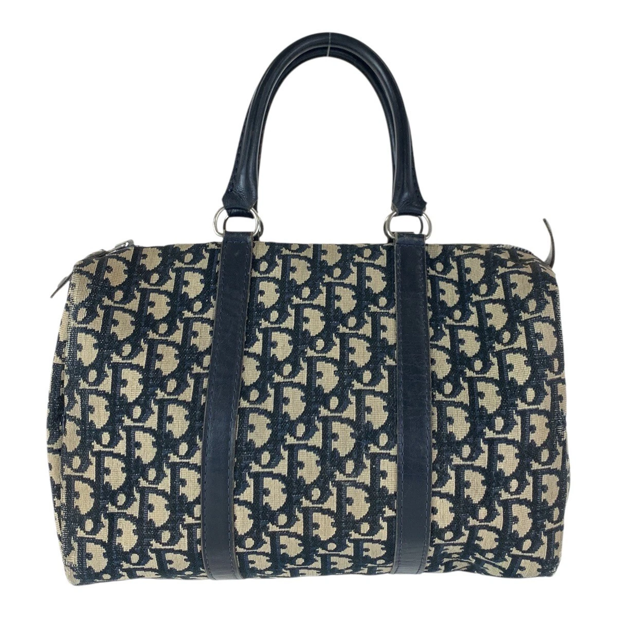 Christian Dior sac à main trotteur vintage sac boston marine argent toile quincaillerie