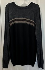 DOCKERS MEN'S 100 ACRYLIC BLACK w/ STRIPE LONG SLEEVE SWEATER XLT. FREE SHIP.