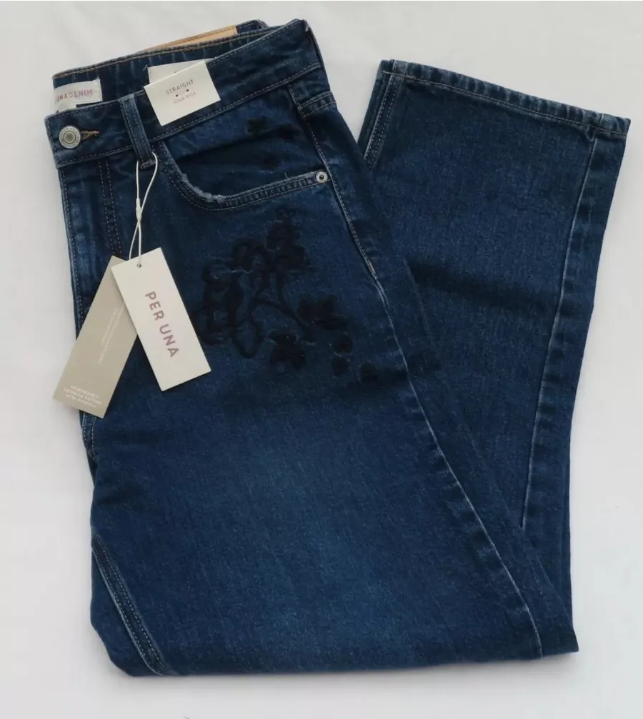 High rise shop embroidered jeans