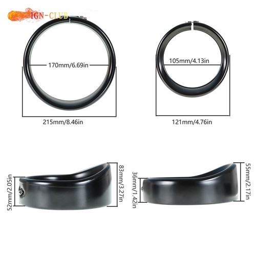 7'' Headlight Trim +4.5" Black Auxiliary light Visor Style Trim Ring For Touring - Picture 4 of 6