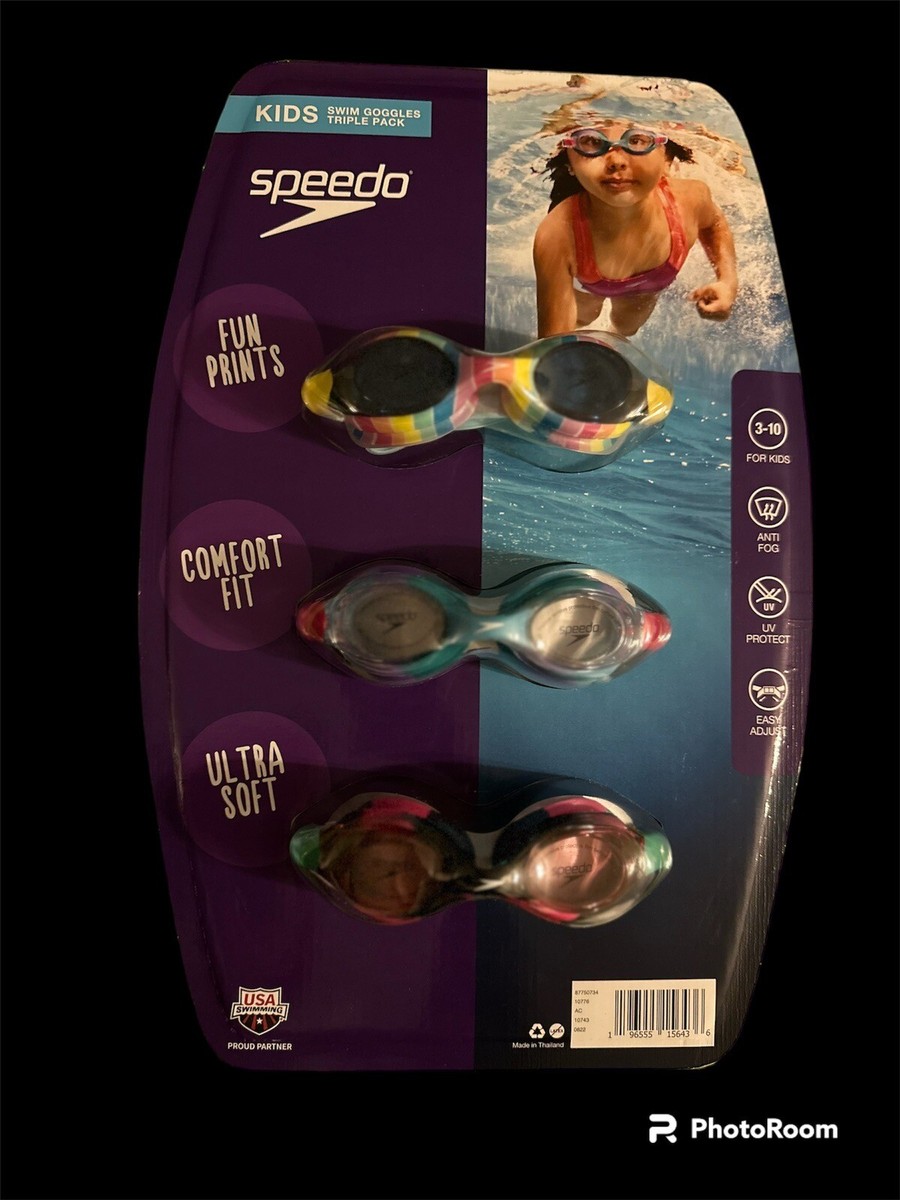 Speedo Kids Swim Goggles Triple Pack Fun Prints! Multicolor