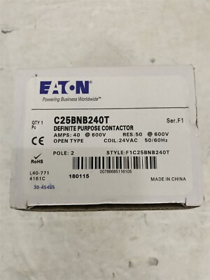 Eaton C25Bnb240T Definite Purpose Contactor 40Amp Res50 Open Type 2 Pole