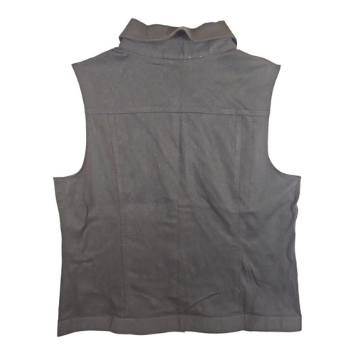 Quacker Factory Black Rhinestone Western Denim Style Vest Lg - Picture 7 of 8