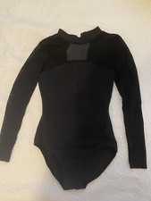 Sansha Black Mesh Long Sleeve Cotton Ballet Leotard Size 3