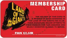 LAND OF THE GIANTS FAN CLUB MEMBERSHIP CARD