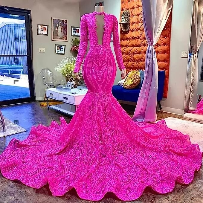 prom dresses fuschia ZAPAKA Women Sparkly Fuchsia Corset Dress with Slit Mermaid Strapless Party Dress, Fuchsia / UK18 this Strapless dress adds luxury to your special occasion Magenta Prom Dresses | Order