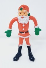 Bendable Rubber Santa Claus 4.5" Figure VTG Hong Kong Made Pose Christmas Decor