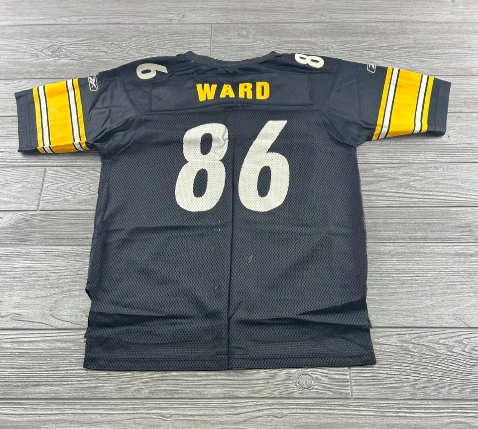 Camiseta deportiva de los Pittsburgh Steelers juvenil grande NFL Reebok fútbol americano Hines Ward 86 niños Foto 3 de 4