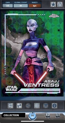 Star Wars Card Trader - Asajj Ventress Chrome Epic 99CC Digital Card