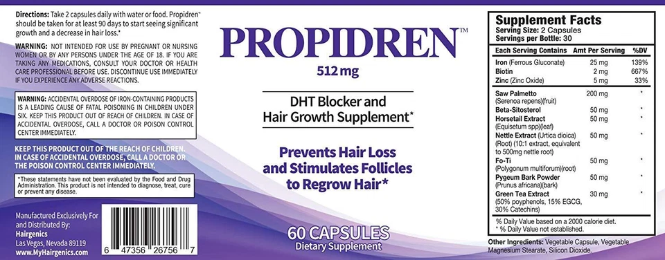 Propidren by HairGenics - DHT Blocker with Saw Palmetto To Prevent Hair Loss - Image 3 of 4