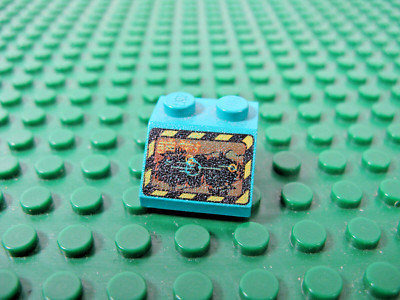 LEGO Dark Turquoise slope 45 2x2 w/Rock Raiders Pttn 4970 4950 #3039px15