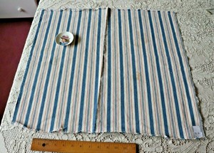 Antique-French-19thC-Indigo-Red-amp-Cream-Stripe-Mattress-Ticking-Fabric-21-034-X23-034