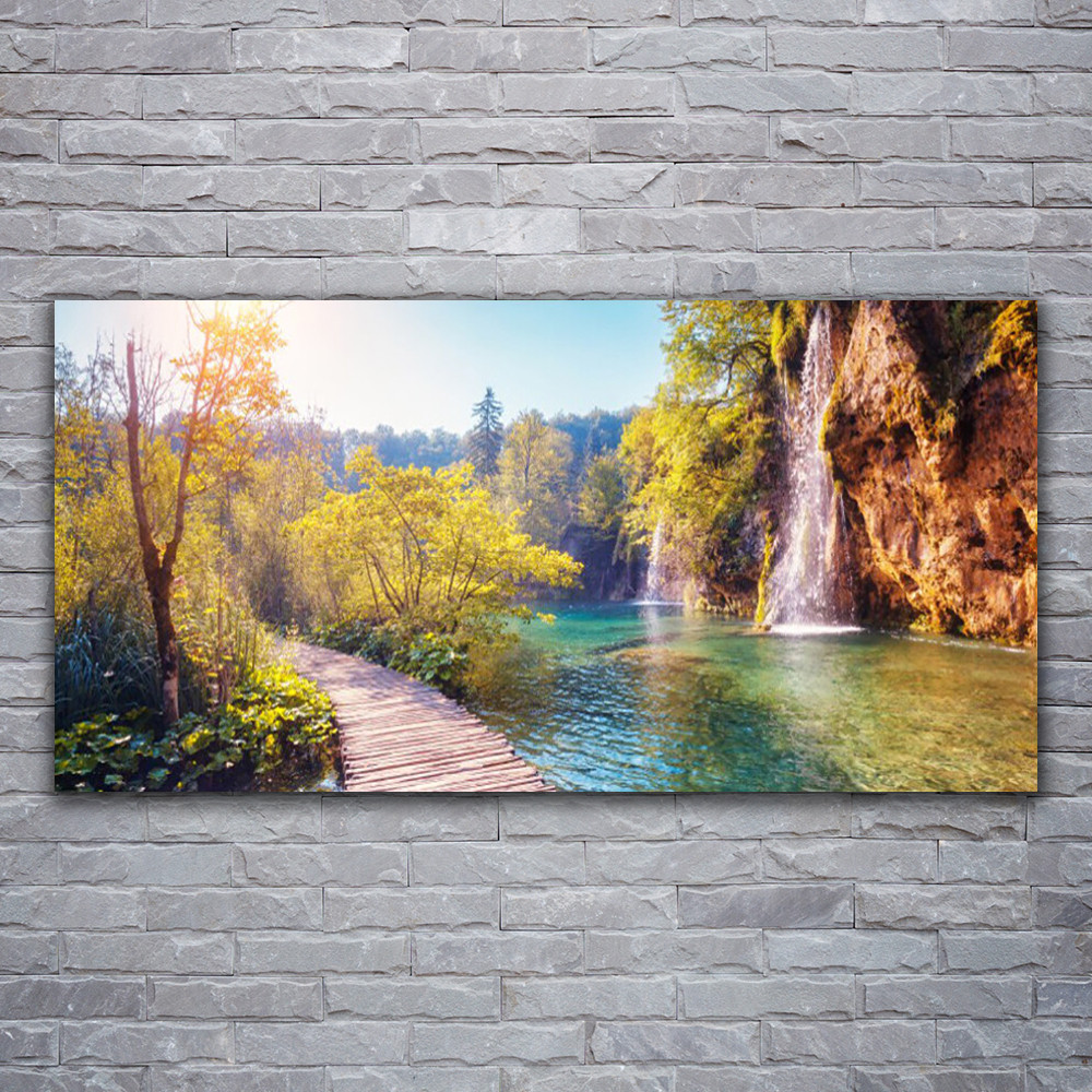 Tableau plexiglas arbres et pont rocheux 120x60 cm de qualité premium