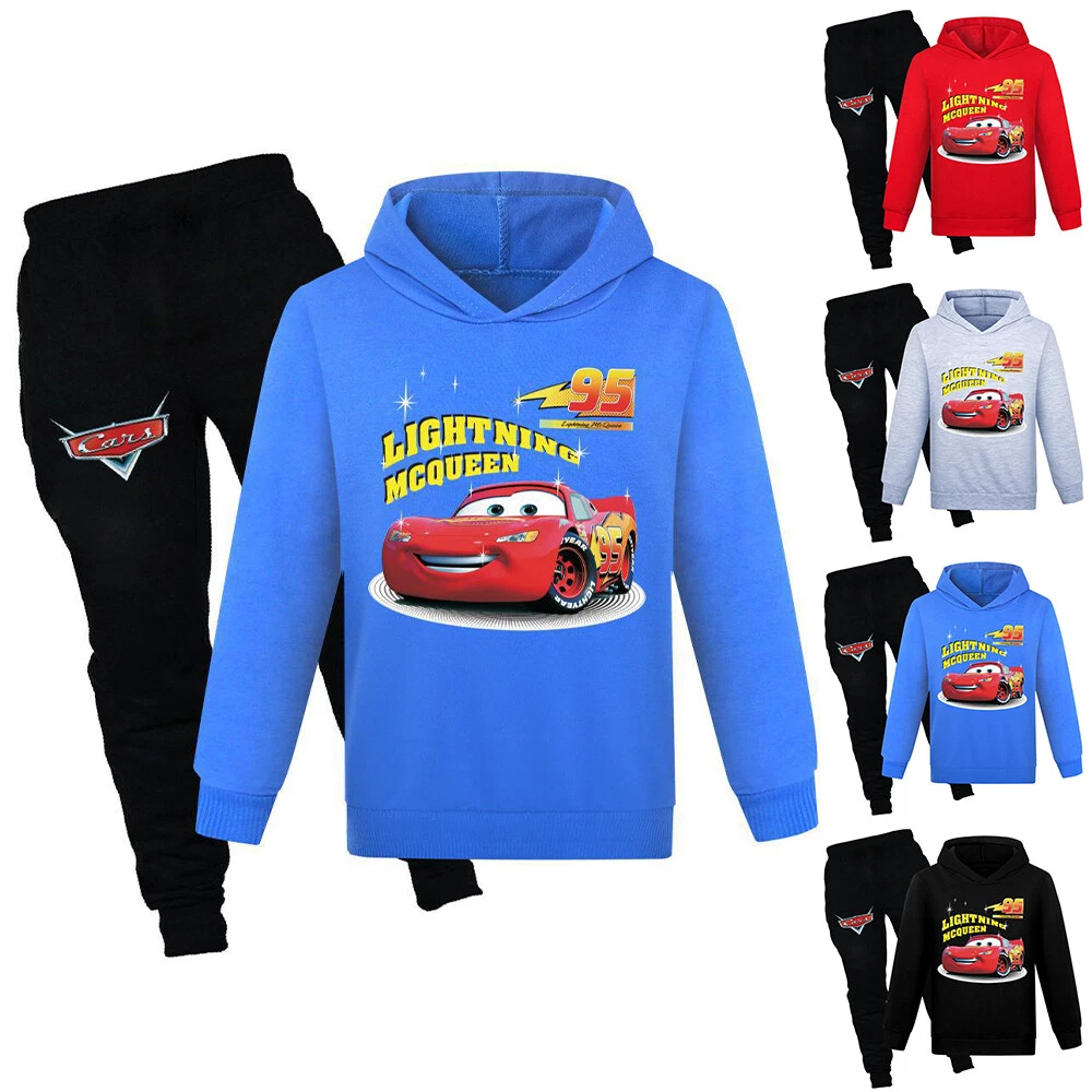 Cars McQueen Print Kids Hoodies Long Pants Tracksuit Pullover Sweatshirt  Outfit