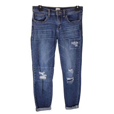 Sneak Peek Womens Size 5 Blue Solid Distressed Tapered Jeans