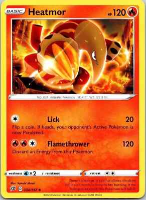 034/192 Heatmor | Uncommon Pokemon Trading Card Game Sword & Shield Rebel Clash