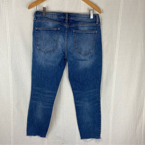 Silver AIKO Denim Jeans Fray Ankle Hem Front Seam Size 30 10 Crop - Picture 6 of 9